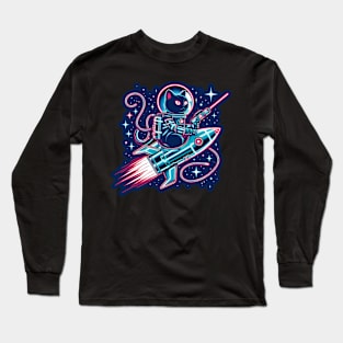 Cosmic Cat Explorer: Space Odyssey Illustration Long Sleeve T-Shirt